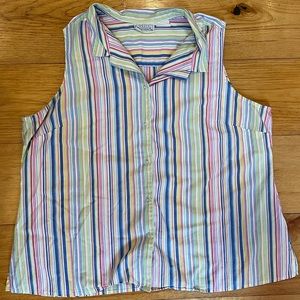 Vintage striped button up tank top